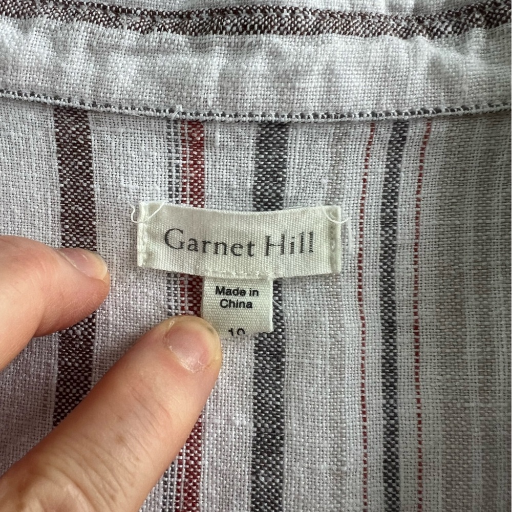 Garnet Hill 100% Linen Striped Sleeveless
Button Down Shirt Dress Size 10 - Picture 8 of 8